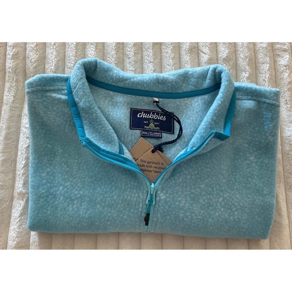 Chubbies Men's Aqua Speckled Fleece 1/4 Zip Pullover XX Large - Picture 4 of 8